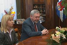 Prezydent Miasta Krakowa profesor Jacek Majchrowski przyjął gości w swoim gabinecie.