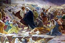 Panorama ta - przedstawiająca chwilę po śmierci Pana Jezusa na Krzyżu - jest dziełem znanego polskiego malarza Tadeusza Popiela.