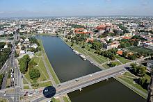 Panorama Krakowa z balonu przy Rondzie Grunwaldzkim