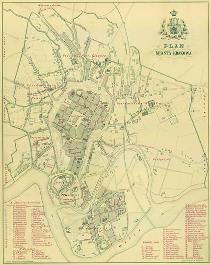 Historyczne widoki i plany Krakowa - Plany z XIX wieku