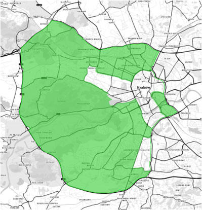ŚDM, wjazdówka, obszar ograniczenia ruchu II