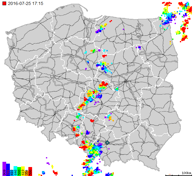 Storms over Cracow, 25 July 2016  17:21