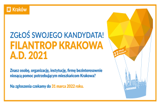 plakat z balonem promujący konkurs filantrop krakowa
