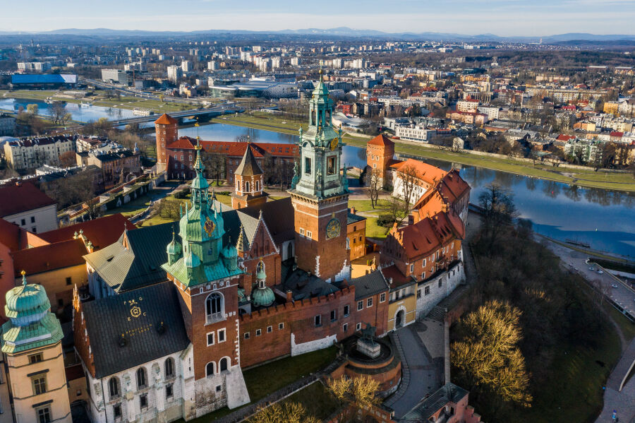 Kraków - widok na Zamek Królewski na Wawelu