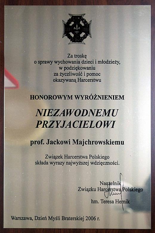 Honorowe wyróżnienie od ZHP dla Jacka Majchrowskiego, Prezydenta Miasta Krakowa. 