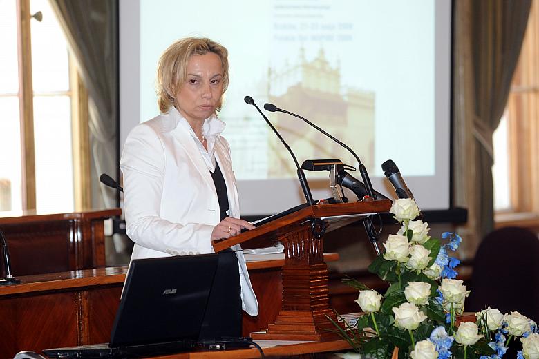 Zabrała również głos Jolanta Orlińska, Główny Geodeta Kraju, Prezes Głównego Urzędu Geodezji i Kartografii, która objęła patrona