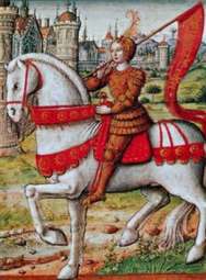 Legendarna Dziewica Orleańska na białym koniu