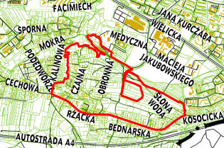 Granice miejscowego planu zagospodarowania przestrzennego obszaru "Piaski Wielkie"