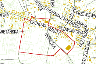 miejscowy plan zagospodarowania przestrzennego obszaru "Ulica Niebieska - Cmentarz" - granice planu