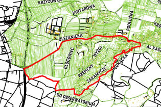 granice miejscowego planu zagospodarowania przestrzennego obszaru "Zakamycze"