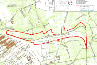 granice planu zagospodarowania przestrzennego obszaru Ruszcza - Północ