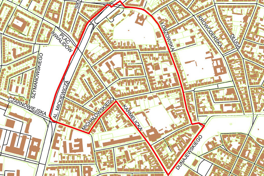 Granice miejscowego planu zagospodarowania przestrzennego obszaru „PIASEK”