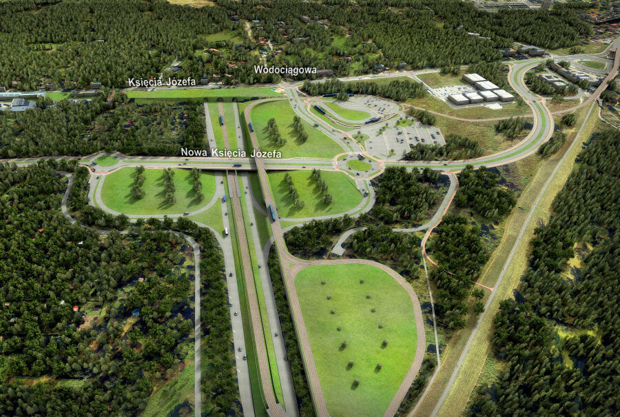 wizualizacja z lotu ptaka fragmentu Trasy Pychowickiej