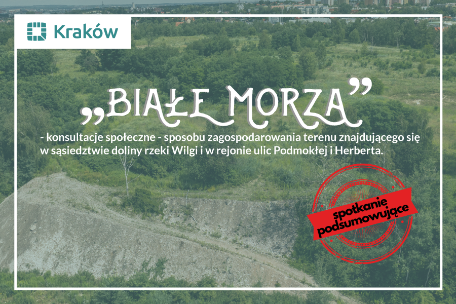 Białe Morza- konsultacje społeczne -  sposobu zagospodarowania terenu znajdującego się w sąsiedztwie doliny rzeki Wilgi i w rejonie ulic Podmokłej i Herberta pn. „Białe Morza”.