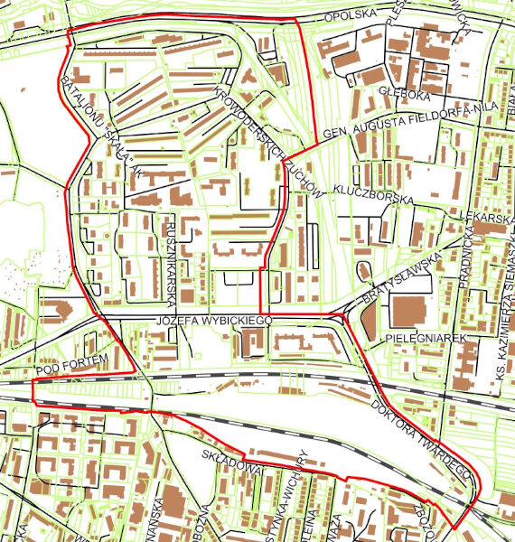 granice projektu miejscowego planu zagospodarowania przestrzennego obszaru Krowodrza Górka