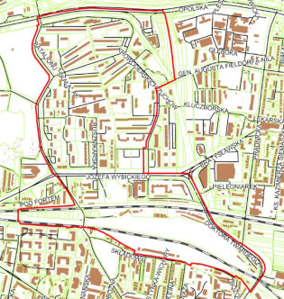 granice projektu miejscowego planu zagospodarowania przestrzennego obszaru Krowodrza Górka