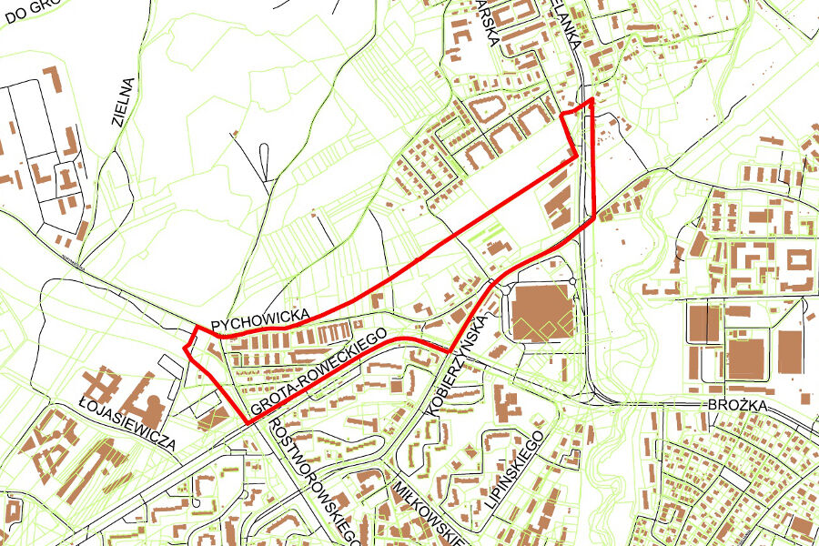 Granice planu Kobierzyńska - Pychowicka