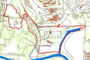 granice miejscowego planu zagospodarowania przestrzennego obszaru "Mogiła - Wschód"