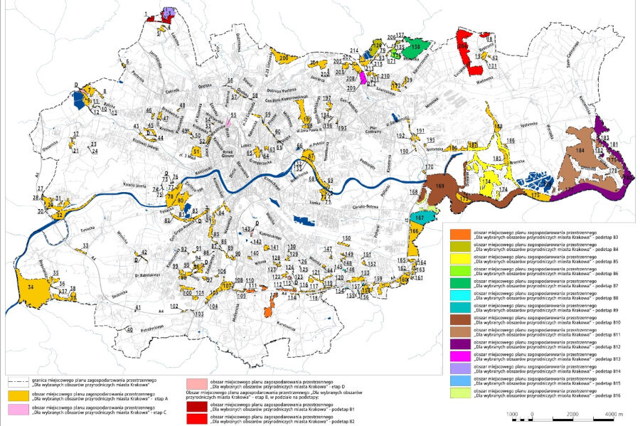 granice miejscowego planu zagospodarowania przestrzennego "Dla wybranych obszarów przyrodniczych miasta Krakowa"
