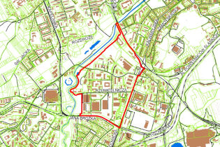 Granice projektu miejscowego planu zagospodarowania przestrzennego obszaru "Rydlówka"