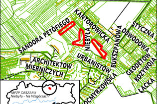 granice miejscowego planu zagospodarowania przestrzennego obszaru "NIEBYŁA - NA WZGÓRZACH" 