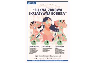 Rysunek trzech kobiet i tekst z harmonogramem warsztatów