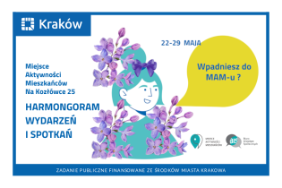 rysowany portret kobiety wśród kwiatów bzu