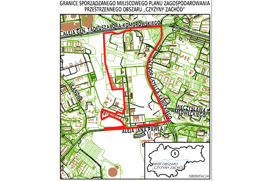 Granice projektu miejscowego planu zagospodarowania przestrzennego obszaru "Czyżyny Zachód"