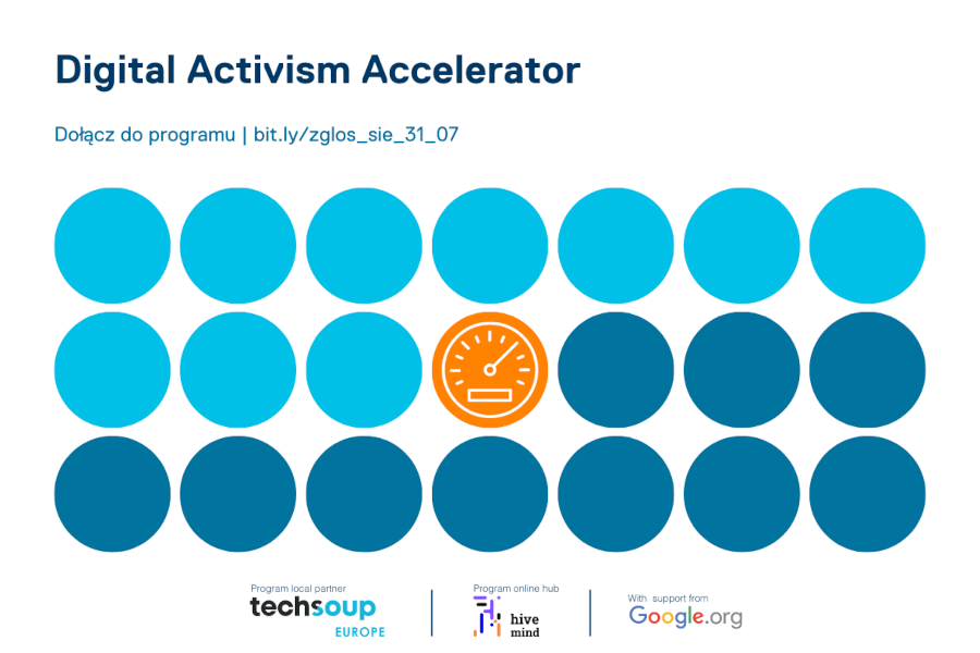 Duże niebieskie kropki na piałym tle, na środkowej żółtej tarcza podobna do prędkościomierza