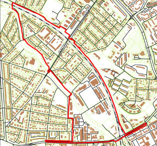 Granice projektu miejscowego planu zagospodarowania przestrzennego obszaru „OLSZA – OSIEDLE OFICERSKIE”