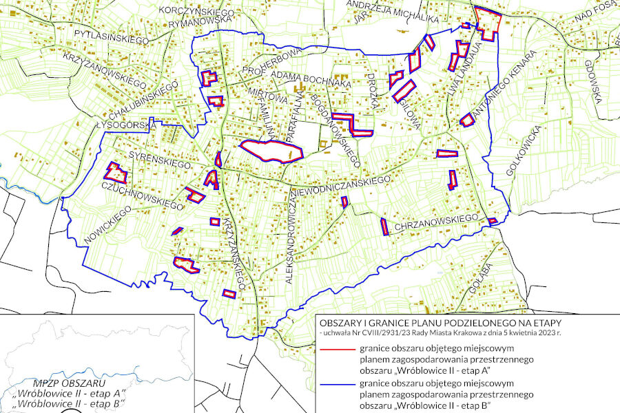 Granice miejscowego planu zagospodarowania przestrzennego obszaru "Wróblowice II - etap A"