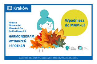 Rysunek przedstawiający portret kobiety z kolorowymi jesiennymi liśćmi