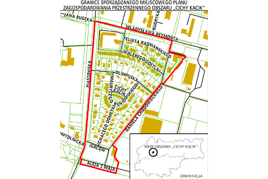 Granice miejscowego planu zagospodarowania przestrzennego obszaru "Cichy Kącik"