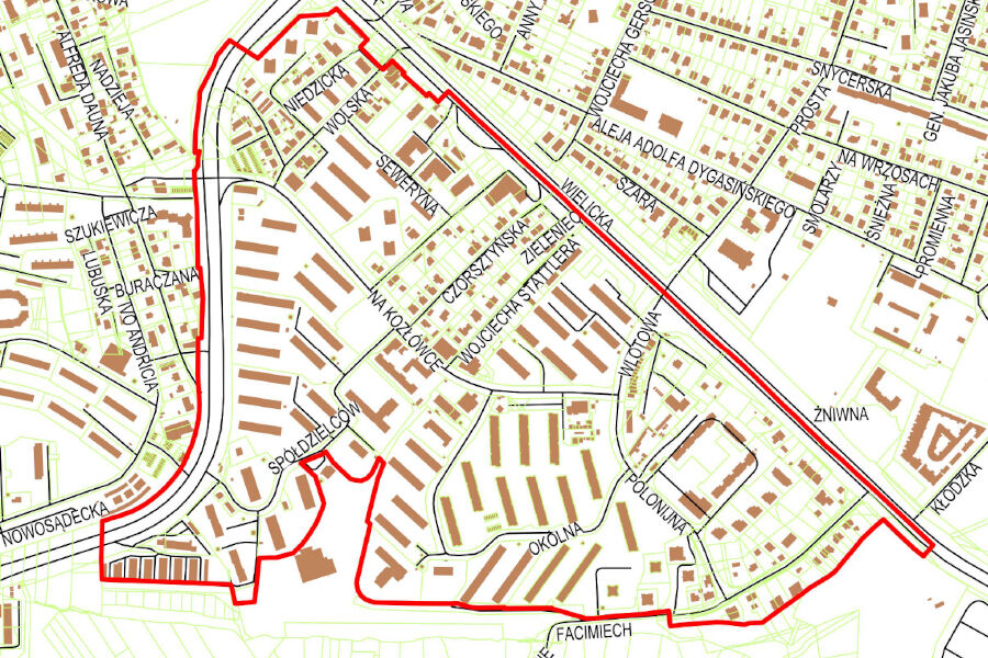 Granice miejscowego planu zagospodarowania przestrzennego obszaru "Na Kozłówce"