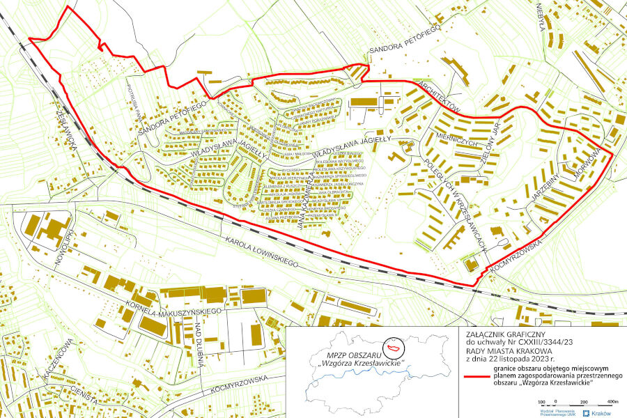 Granice miejscowego planu zagospodarowania przestrzennego obszaru "Wzgórza Krzesławickie"