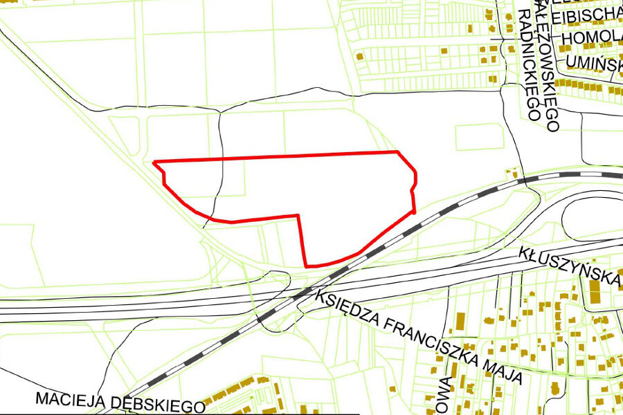 Granice miejscowego planu zagospodarowania przestrzennego obszaru "Park miejski Kliny południe"