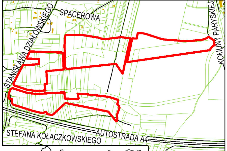 Granice miejscowego planu zagospodarowania przestrzennego obszaru "Park miejski na Klinach"