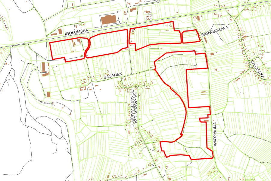 Granice miejscowego planu zagospodarowania przestrzennego obszaru "Nowa Huta Przyszłości - Igołomska Południe"