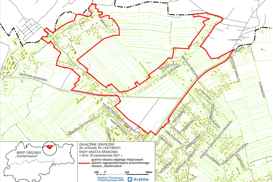 Granice miejscowego planu zagospodarowania przestrzennego obszaru "Kantorowice"