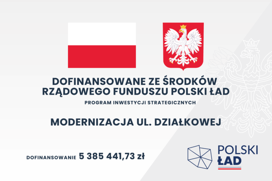 ul, działkowa, tablica z dofinansowaniem