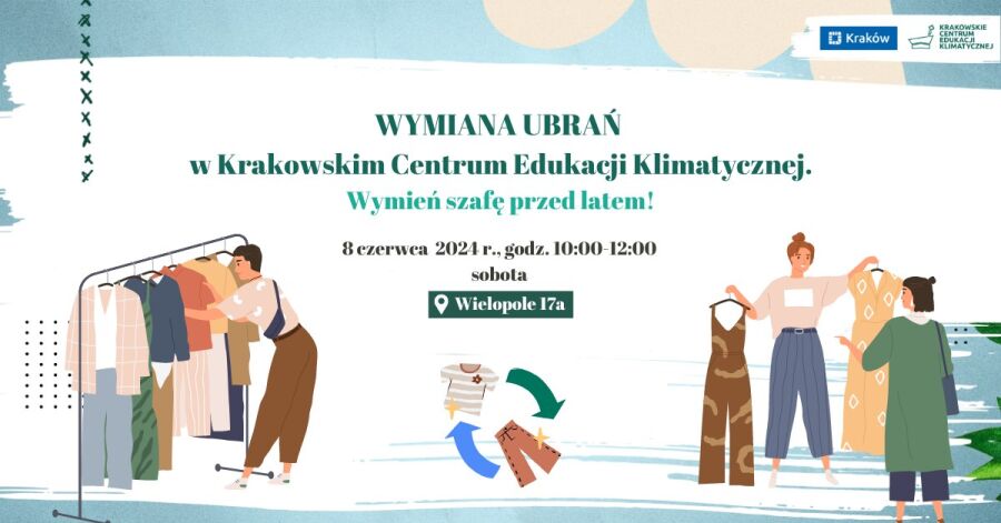 Ilustracja wymiany ubrań w Krakowskim Centrum Edukacji Klimatycznej