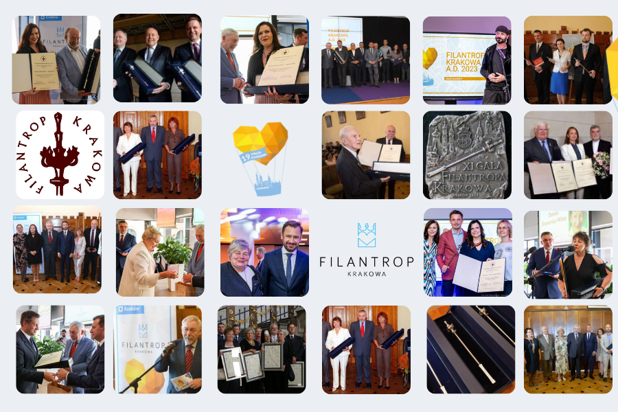 Klarz zdjęć z równych edycji konkursu Filantrop Krakowa