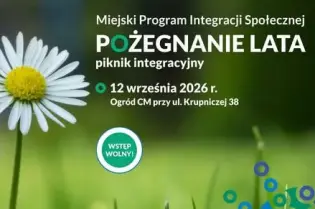 Plakat promujący piknik integracyjny Pożegnanie Lata w Krakowie, z datą i miejscem wydarzenia.